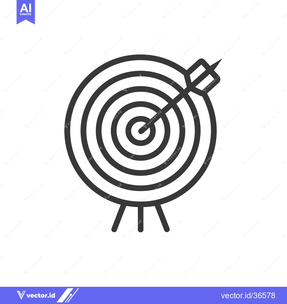 Premium Vector dari Dart Hitting the Center of a Bullseye Target on a Stand