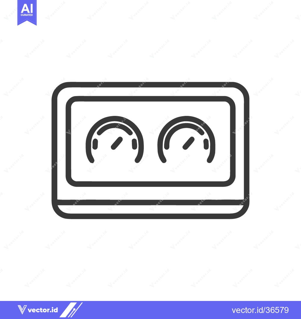 Premium Vector dari Minimalist Icon of a Device with Two Gauges, Black Outline on White