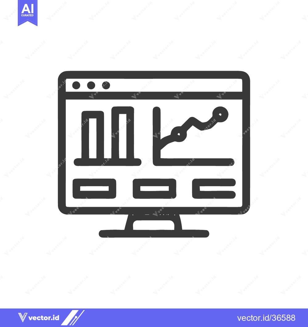 Premium Vector dari Data Analysis on Screen: Bar Graph and Line Chart Icon
