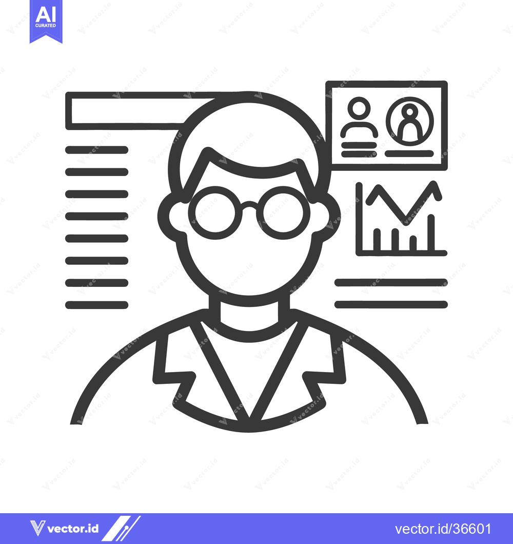 Premium Vector of Simple black and white line art depiction of a scientist