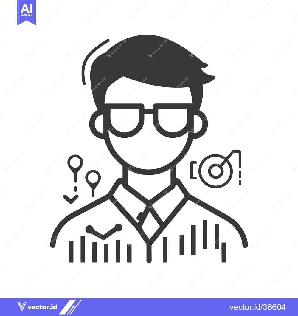 Premium Vector dari An analytical person wearing glasses and studying business data diagra