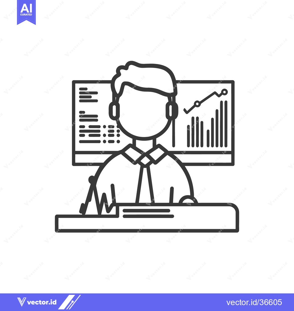 Premium Vector dari A person working on a computer with data visualizations displayed