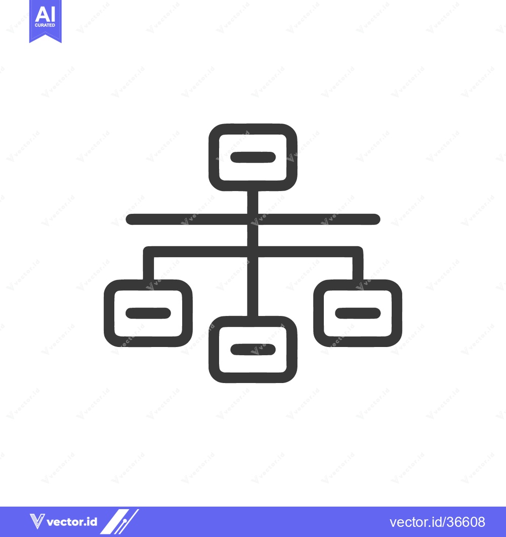 Premium Vector dari Simple Hierarchy Icon: Connected Nodes and Flowchart Structure in Mini