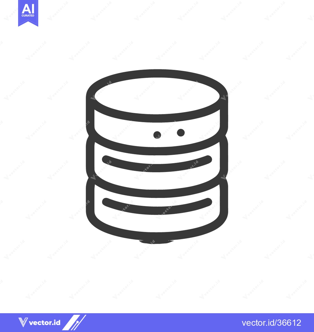 Premium Vector dari Minimalist Database Icon: Three-Tiered Storage with Bold Outline on Wh