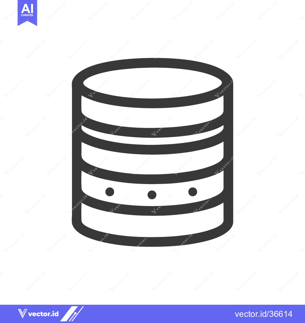 Premium Vector dari Minimalist Database Icon: Stacked Cylinders with Data Points on White
