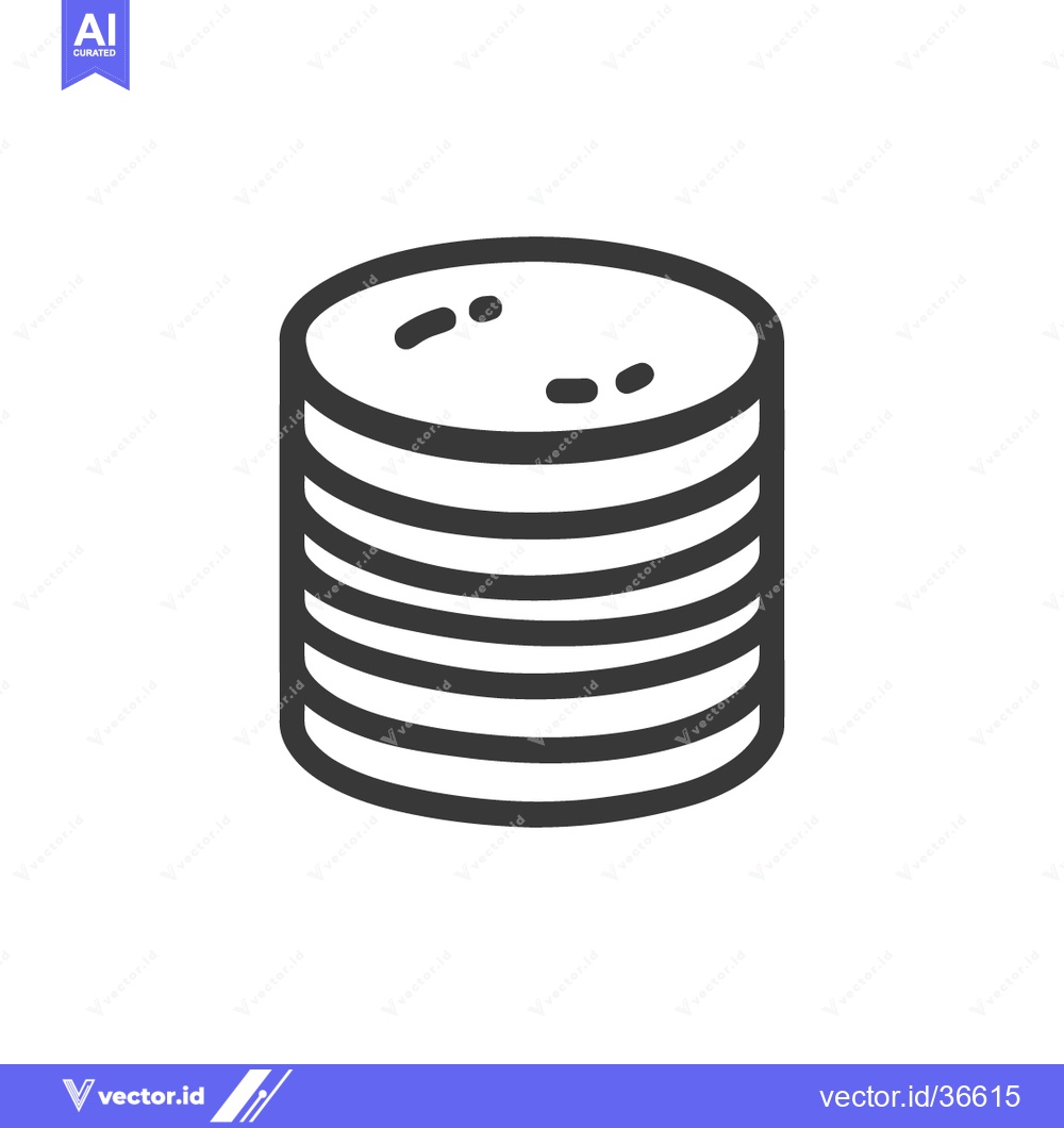 Premium Vector of Stacked Coins Icon: Simple Black Outline on White Background