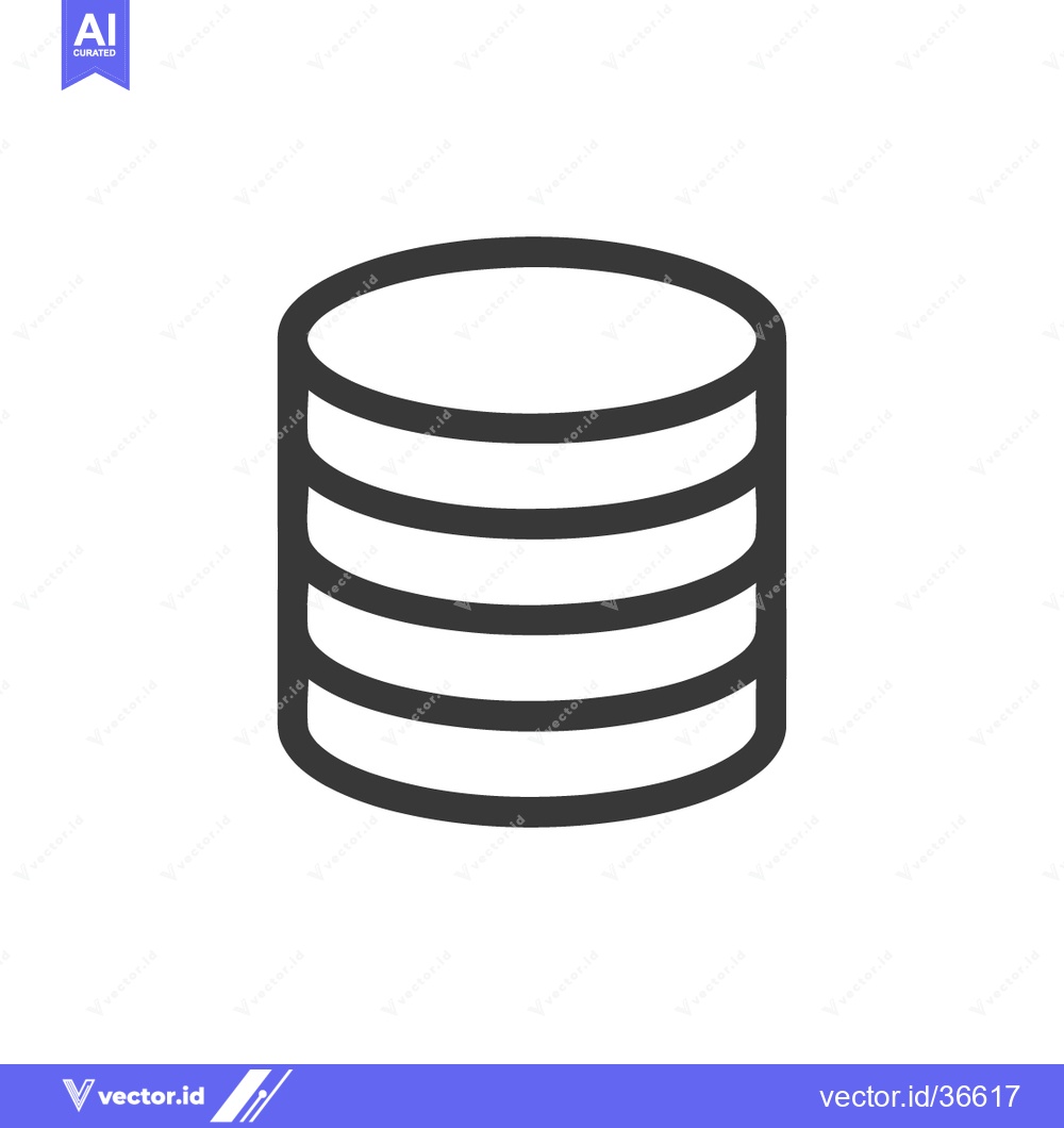 Premium Vector of Minimalist Database Icon: Stacked Cylinders on White Background, Clean