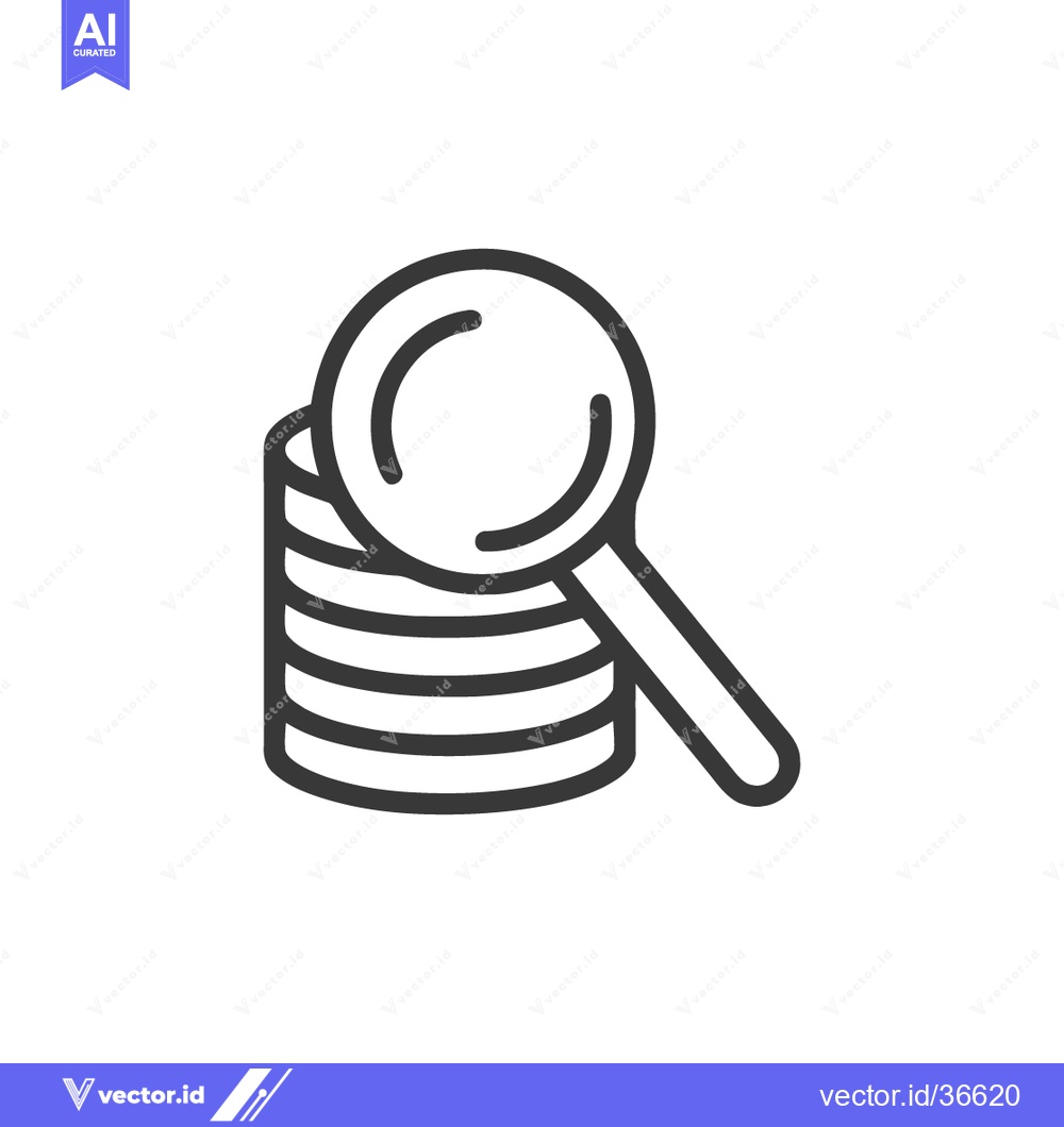 Premium Vector dari Magnifying Glass Over Stack of Coins: Financial Analysis Icon