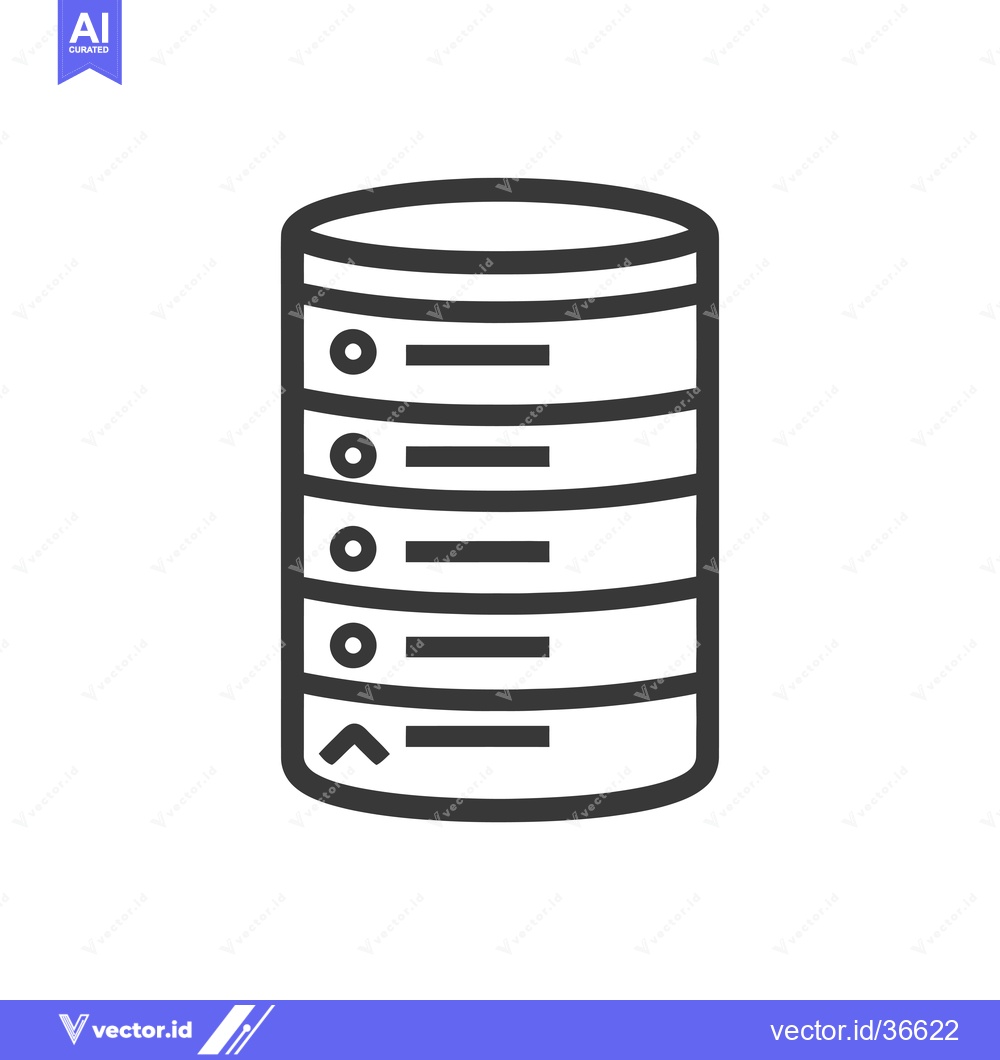 Premium Vector dari Database server icon with five stacked discs, each with a circle and h