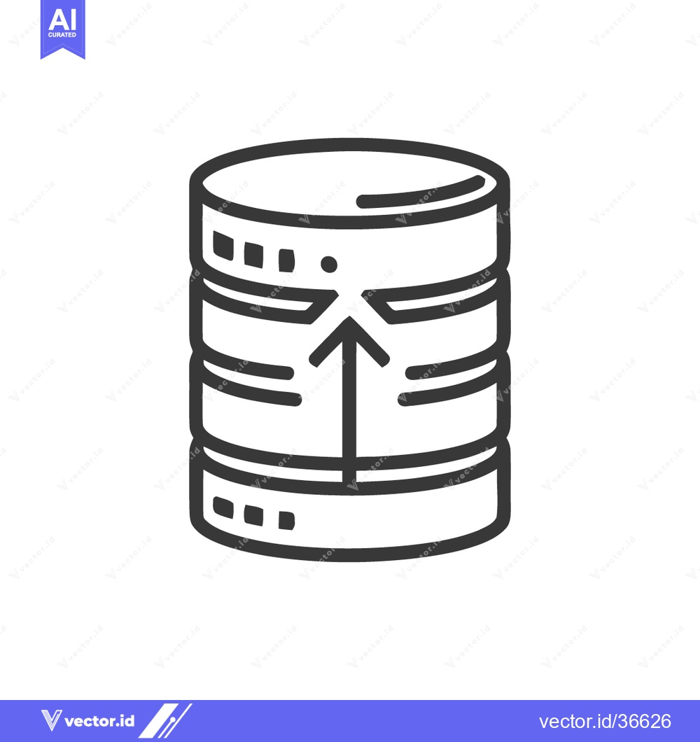 Premium Vector dari Minimalist Database Upload Icon: Clean Line Art Symbol for Data Transf