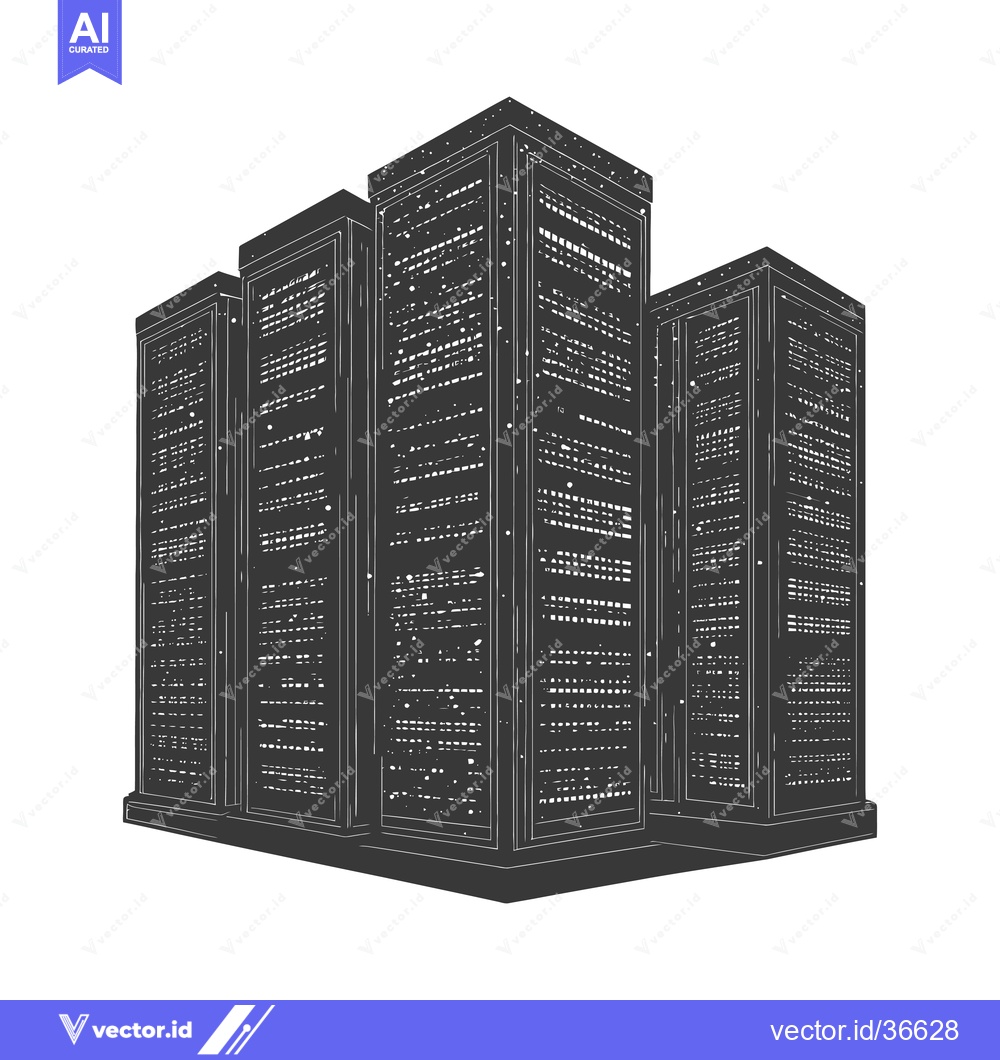 Premium Vector dari Stylized illustration of a citys nighttime skyscraper complex
