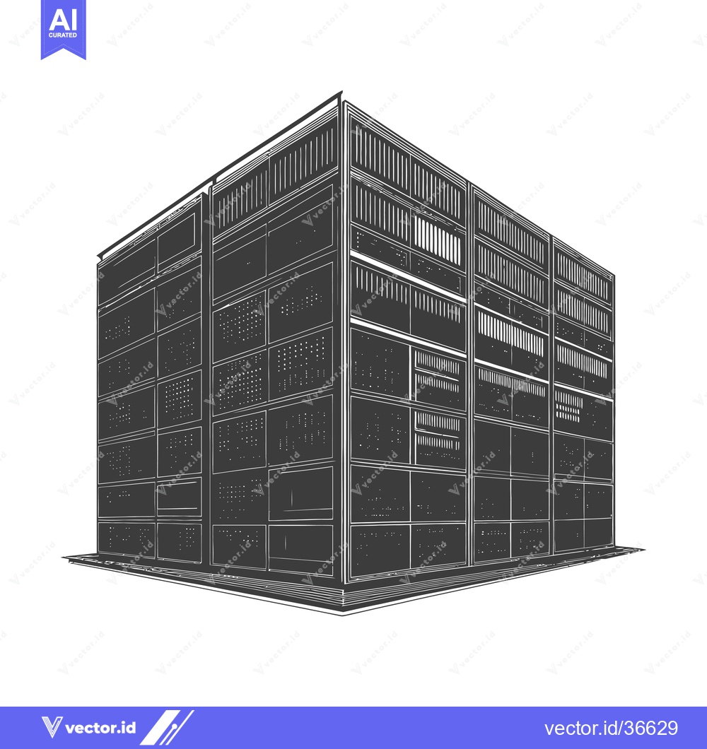 Premium Vector dari A large server rack illustration showing multiple units