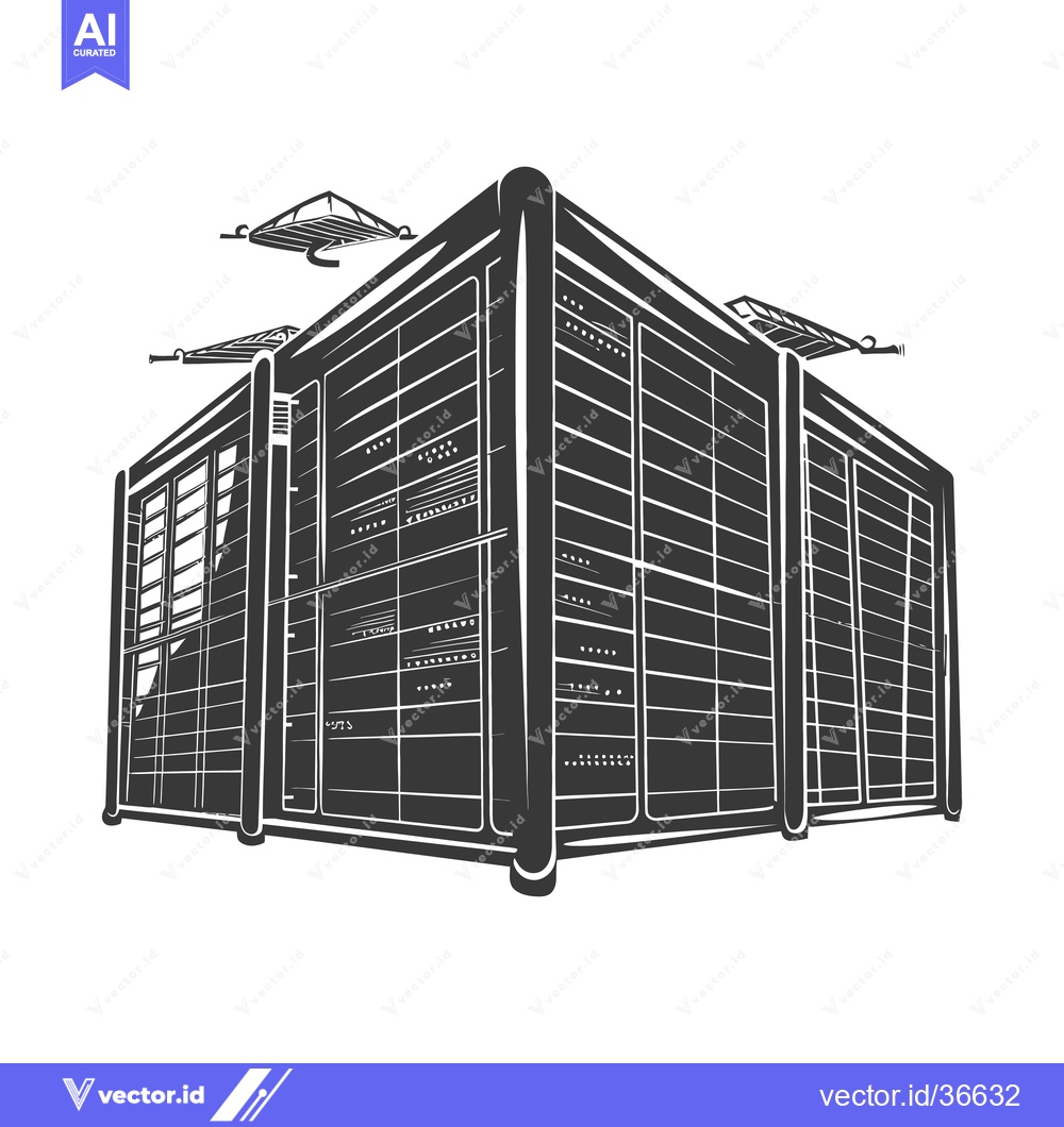 Premium Vector dari Modern Data Center Building With Solar Panels