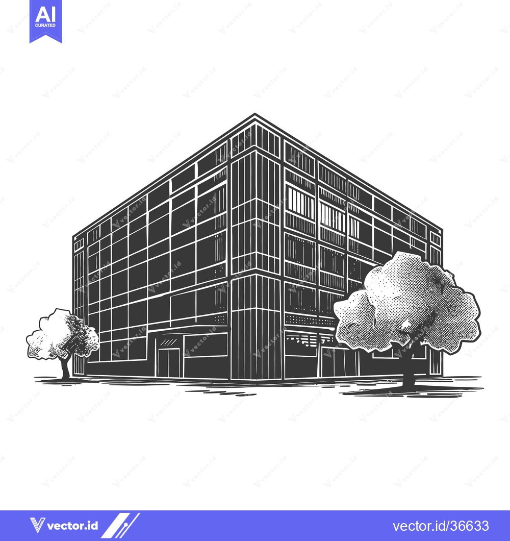 Premium Vector dari Modern Building Design with Trees Nearby
