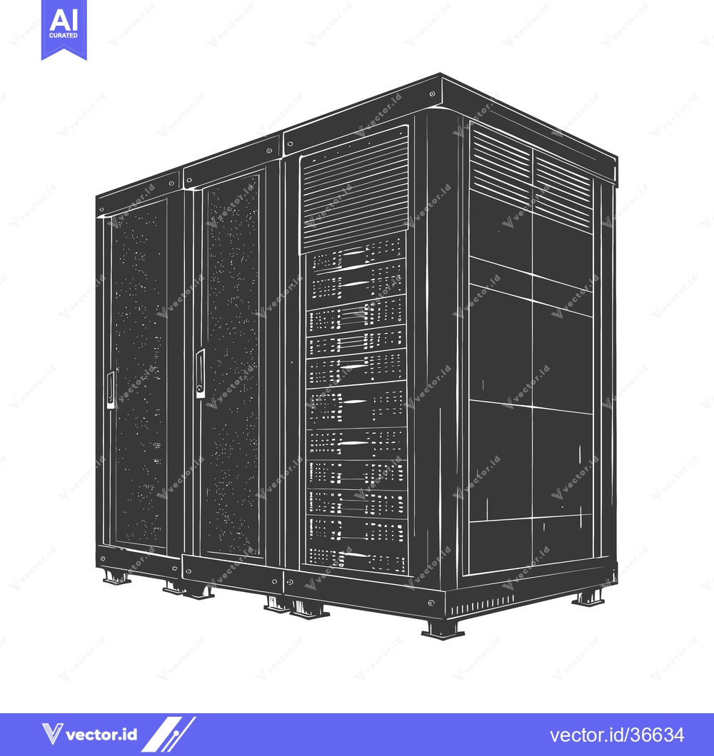 Premium Vector of A large server rack system illustration design