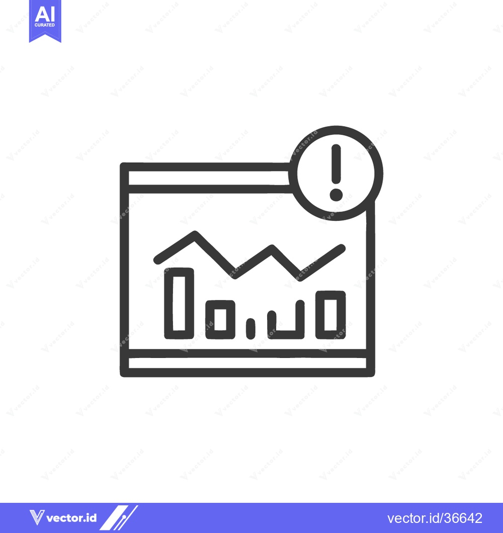 Premium Vector dari Warning Sign on a Data Chart: Line Icon, Business Alert