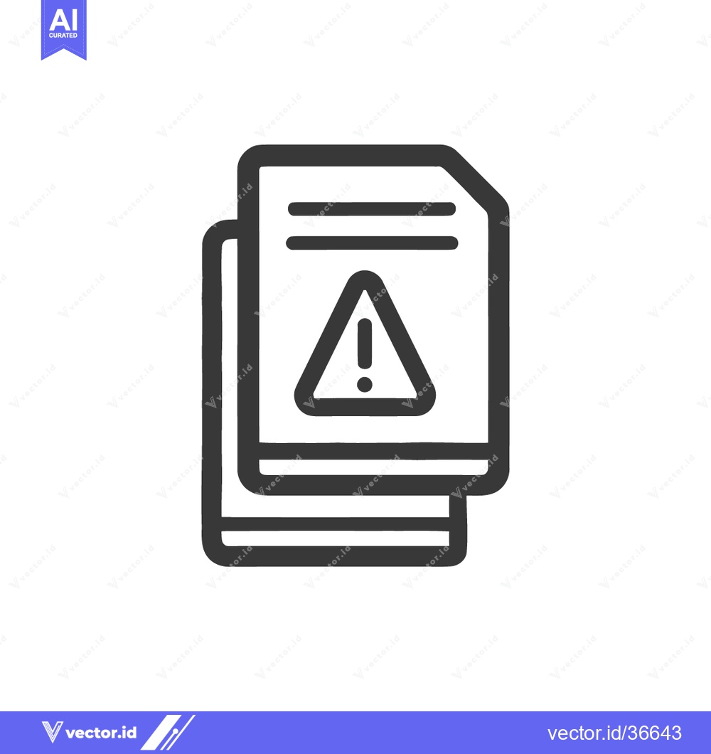 Premium Vector of Warning Document Icon: Stacked Files with Exclamation Point Symbolizin