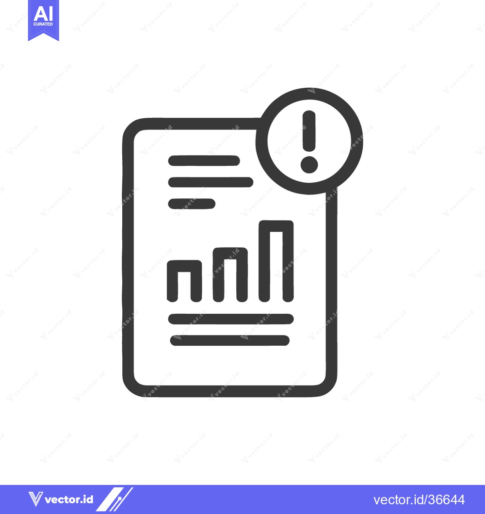 Premium Vector of Warning Sign on Financial Report with Bar Graph Icon in Black and Whit