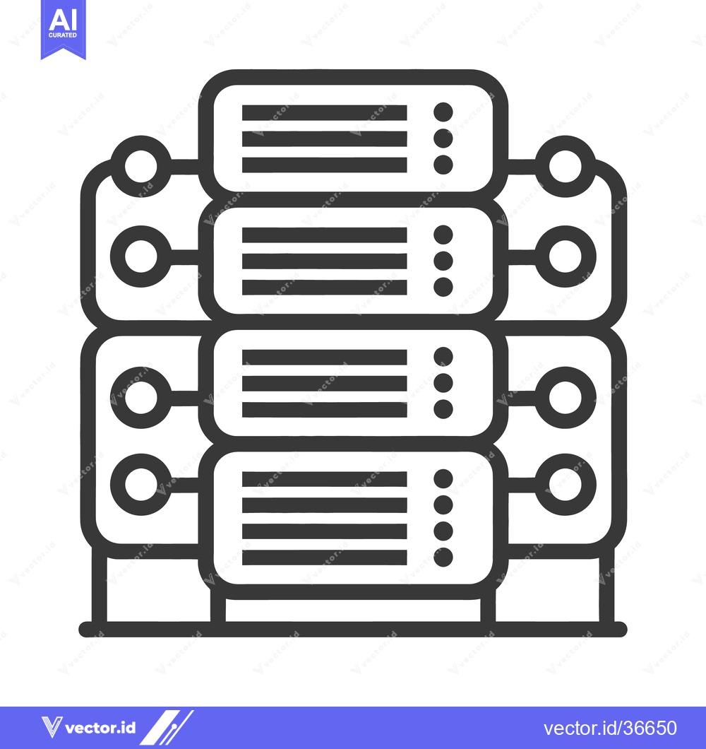 Premium Vector dari Stacked servers with lines and dots in black and white
