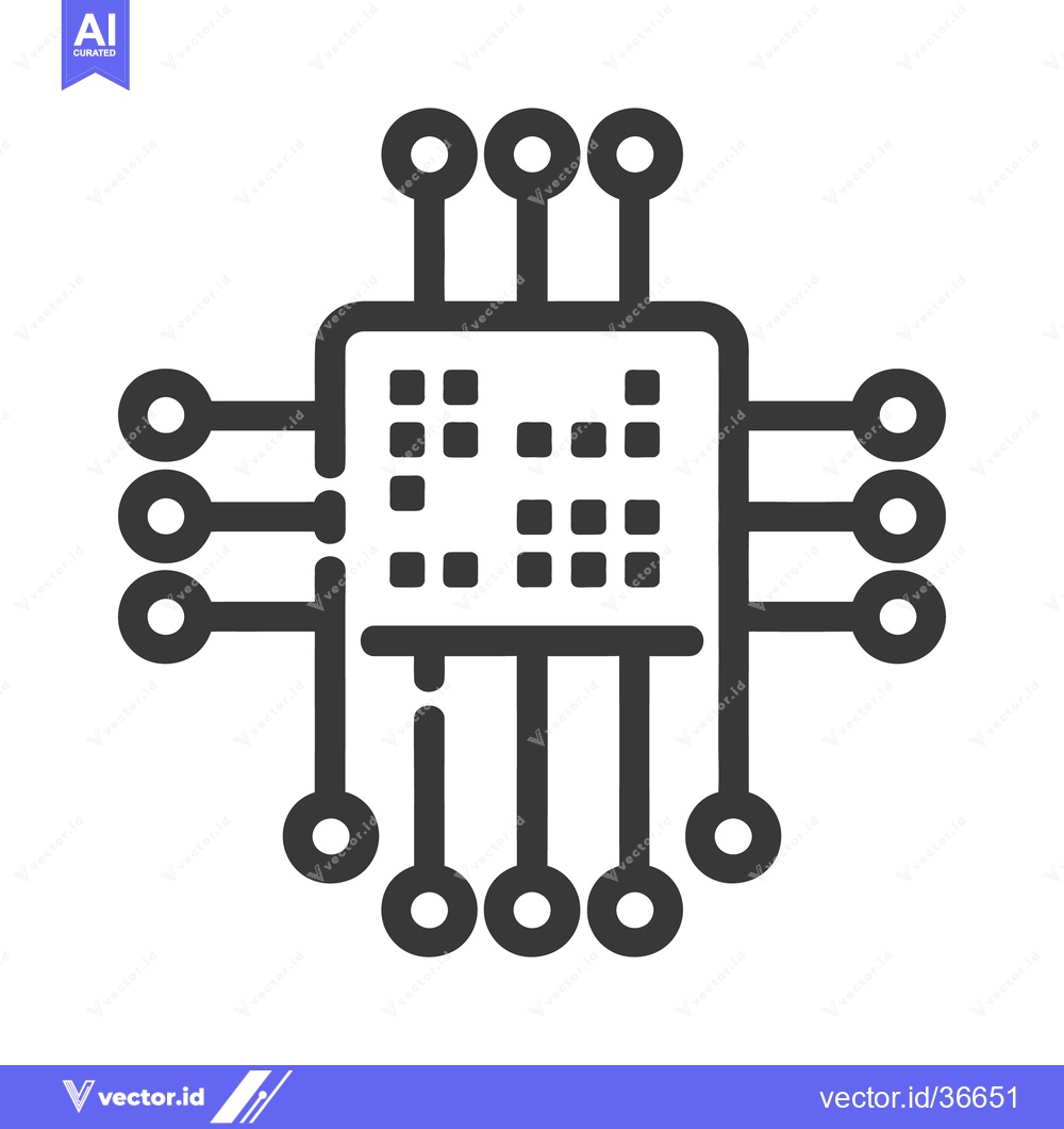 Premium Vector dari An electronic computer chip with connecting circuits displayed simply