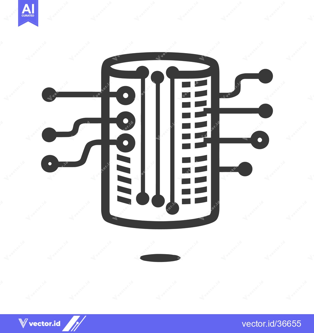 Premium Vector of Illustration depicting a cylindrical digital database with circuit con