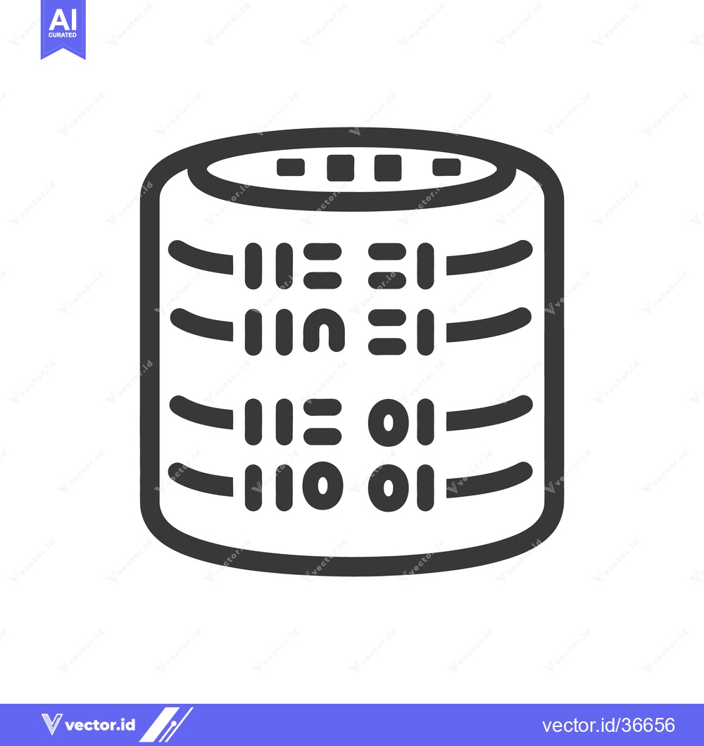 Premium Vector dari A stylized cylindrical data storage icon featuring binary code represe