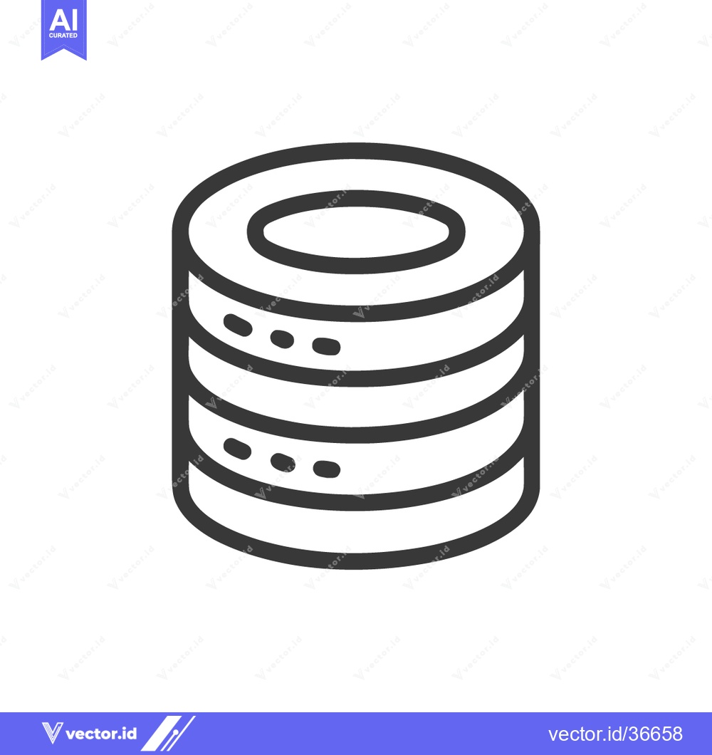 Premium Vector of Minimalist Database Icon: Three-Tiered Cylinder with Dotted Lines on W