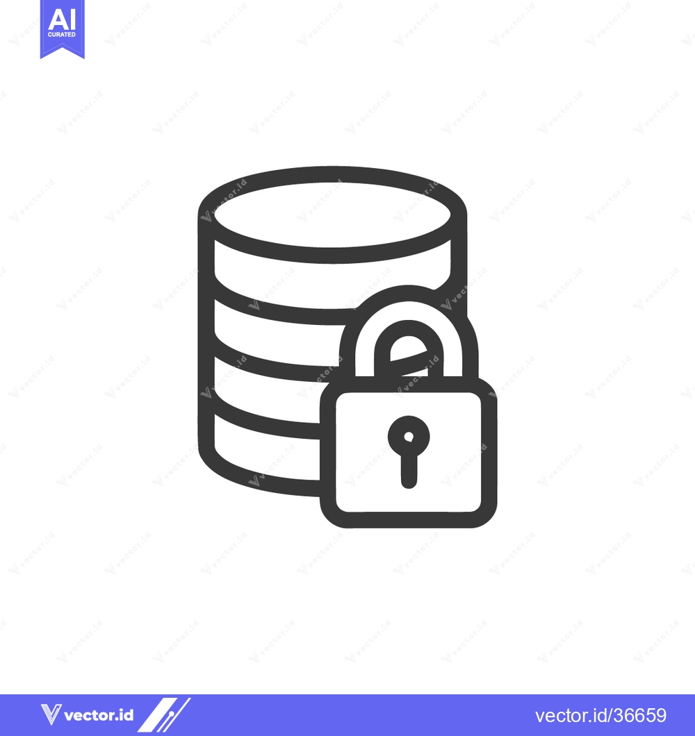 Premium Vector of Secure Database Icon: Stacked Disks with Padlock, Data Protection Symb