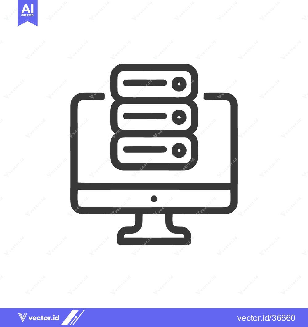 Premium Vector dari Server Stack on Monitor: Clean Line Art for Data Management
