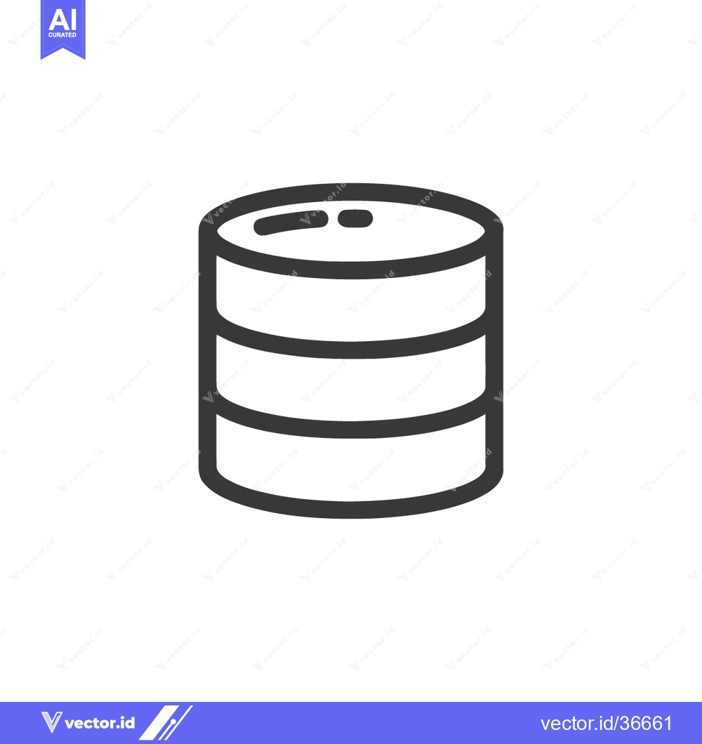 Premium Vector dari Database Icon: Simple Black Outline on White Background, Data Storage
