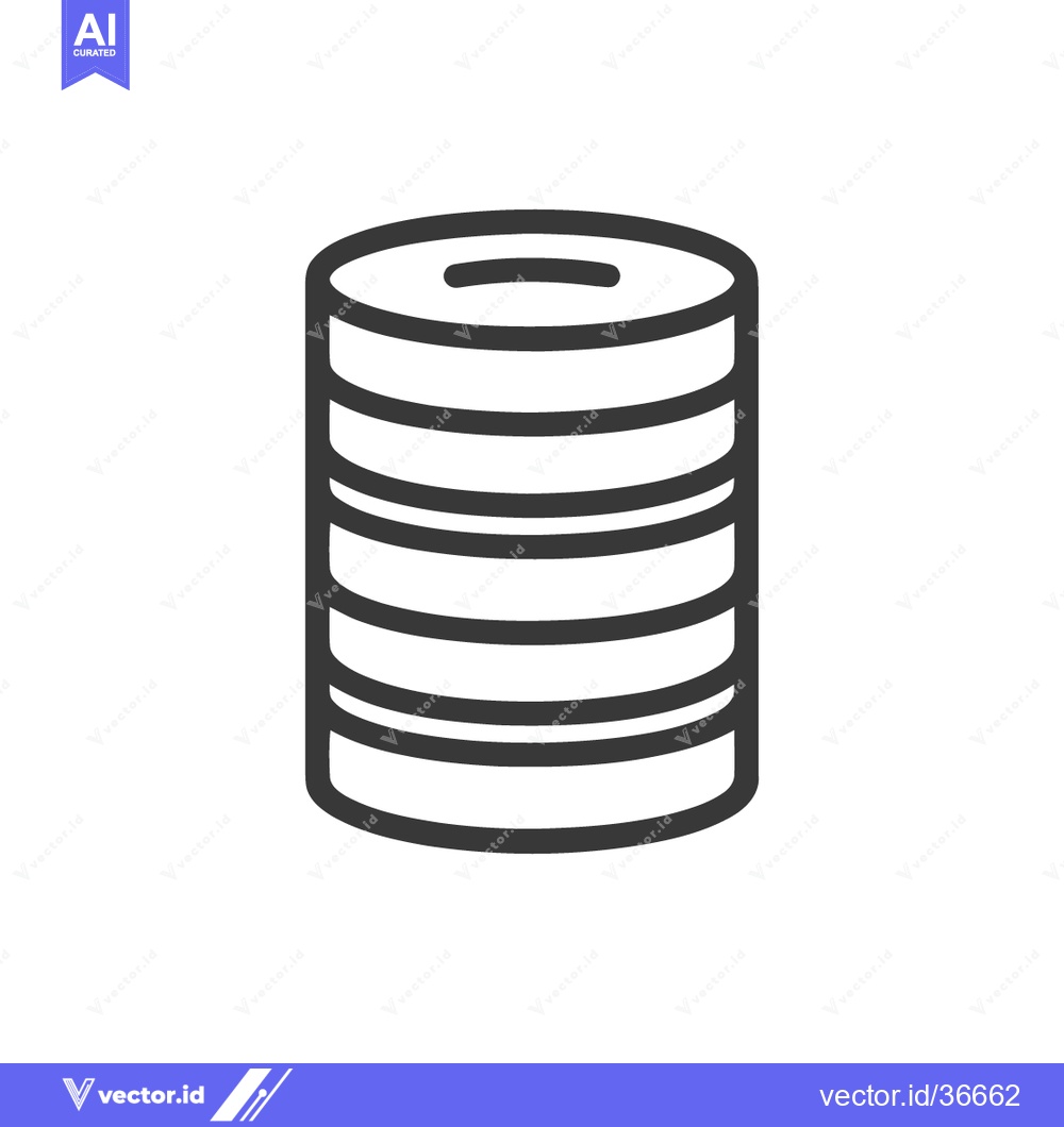 Premium Vector dari Stacked Discs Icon: Minimalist Black and White Illustration