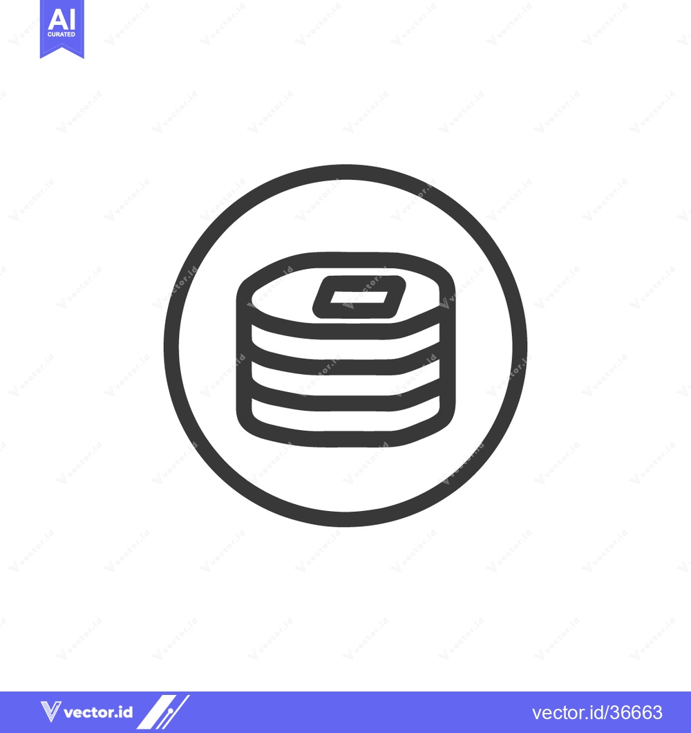 Premium Vector of Minimalist Coin Stack Icon in Circle, Outline Style