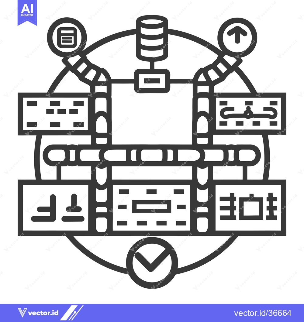 Premium Vector dari Data Pipeline with Integrated Systems and Automated Processes