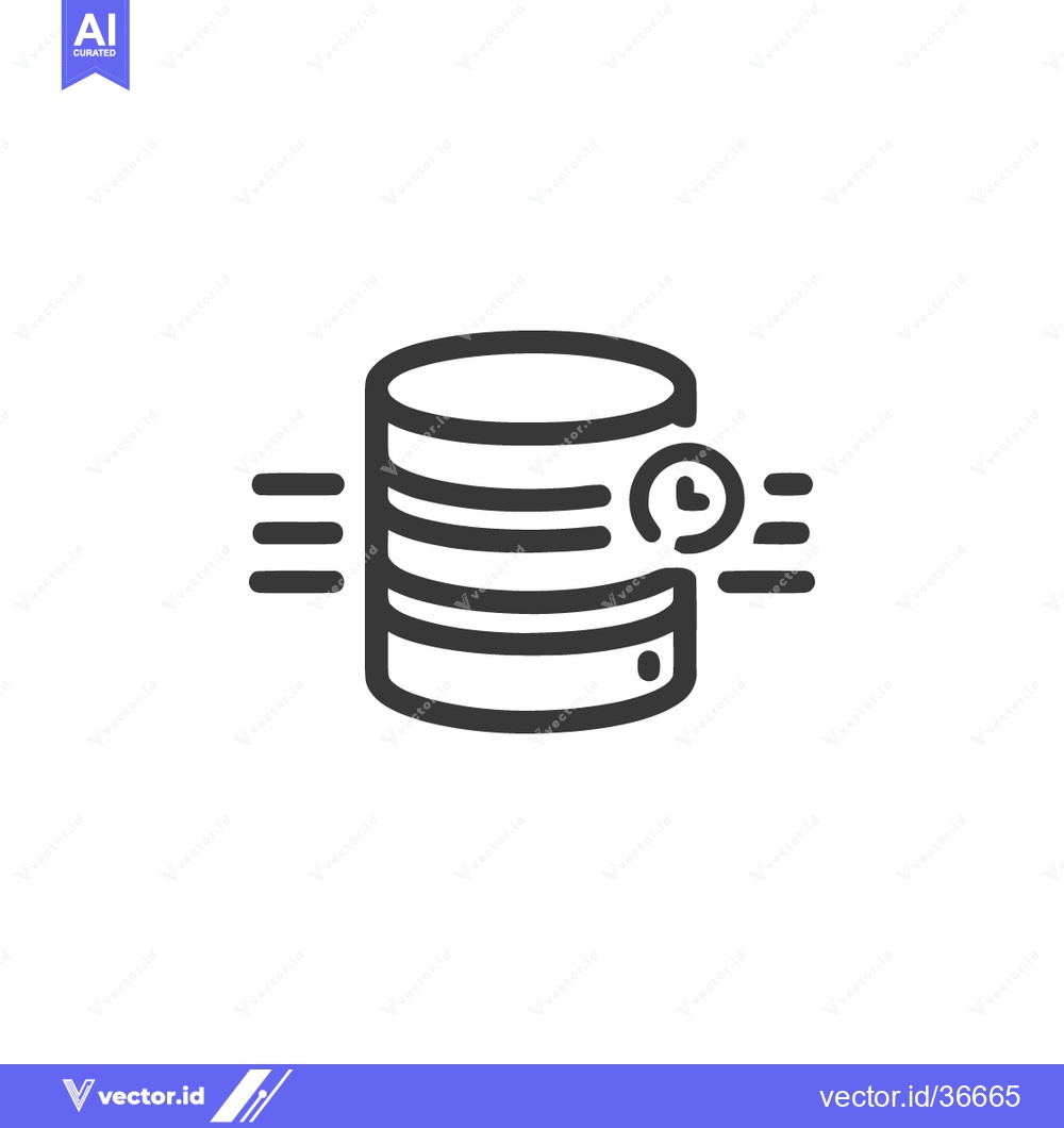 Premium Vector dari Database Processing Time: Minimalist Icon Depicting Data Transfer and