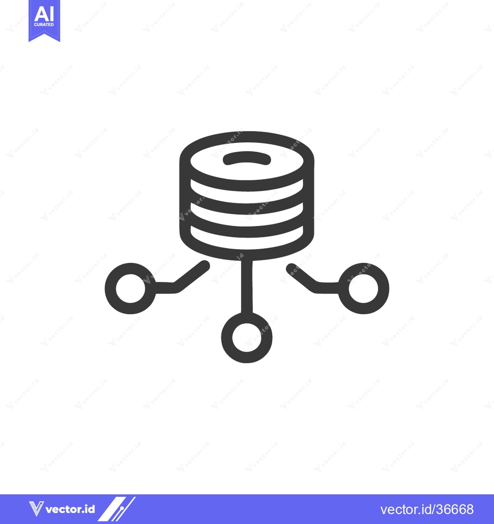 Premium Vector dari Database Network Icon: Centralized Data Distribution, Minimalist Desig