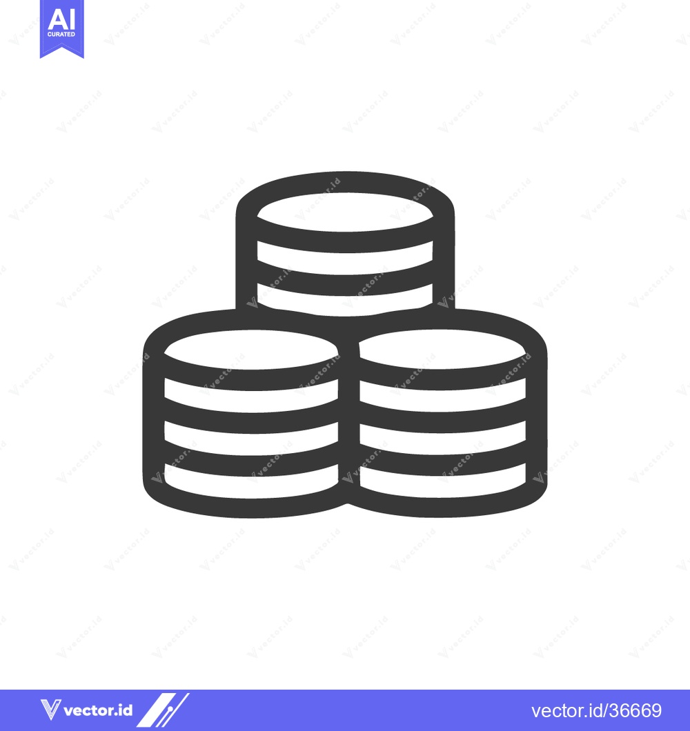 Premium Vector dari Stacked Coins Icon: Simple Line Art for Finance and Savings Concepts