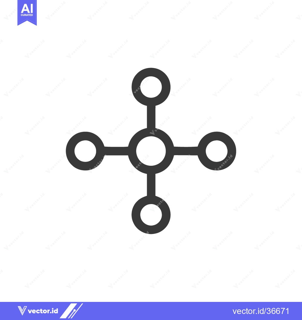 Premium Vector dari Minimalist Network Icon: Central Node Connecting Four Peripheral Circl