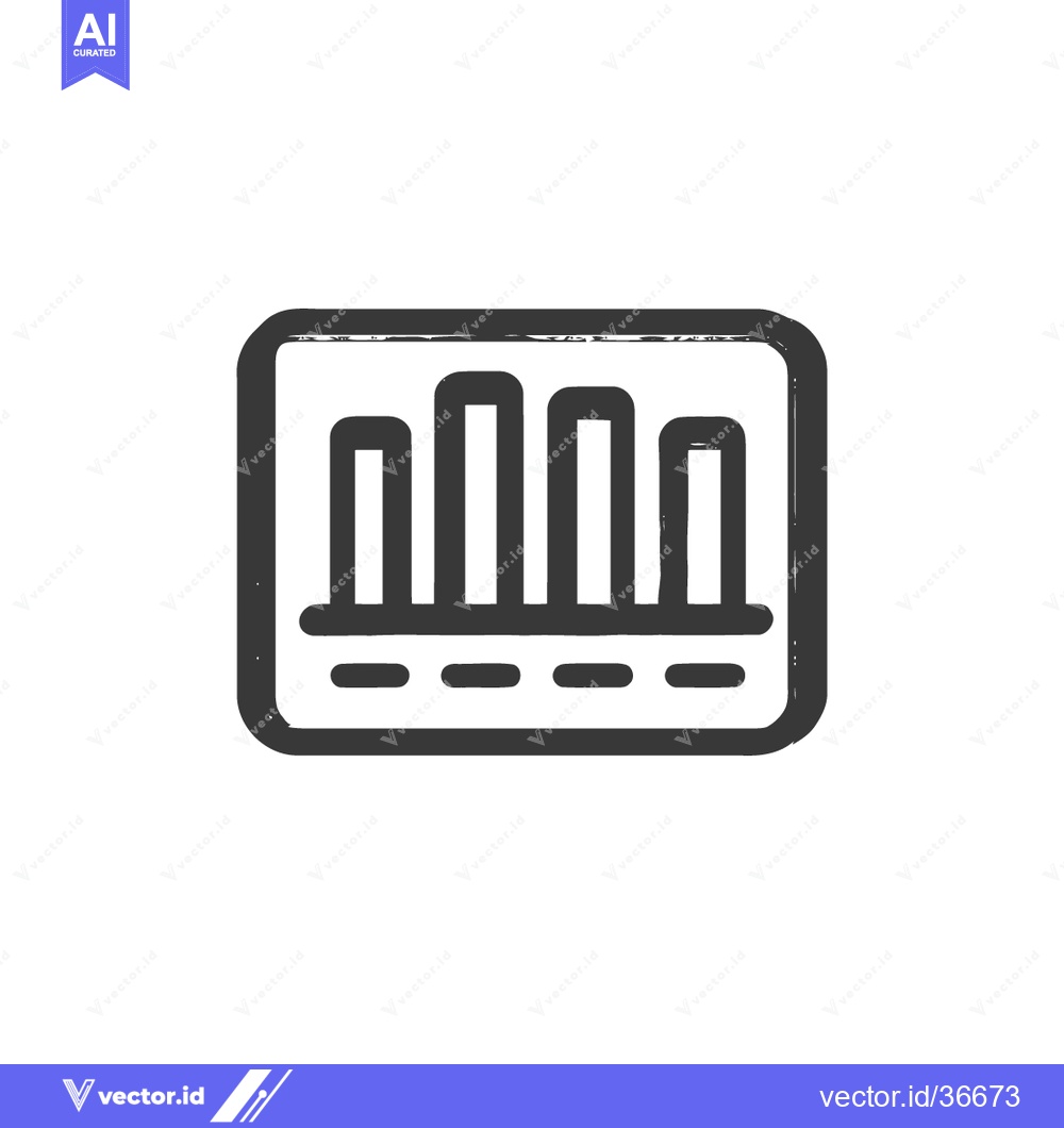 Premium Vector dari Hand-Drawn Style Bar Chart Icon with Rounded Frame and Dashed Baseline