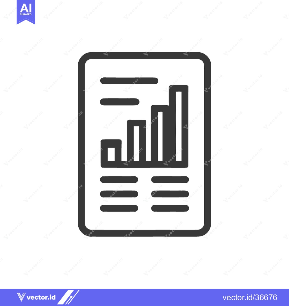 Premium Vector of Simple Bar Graph Icon on Document, Business Report Symbol