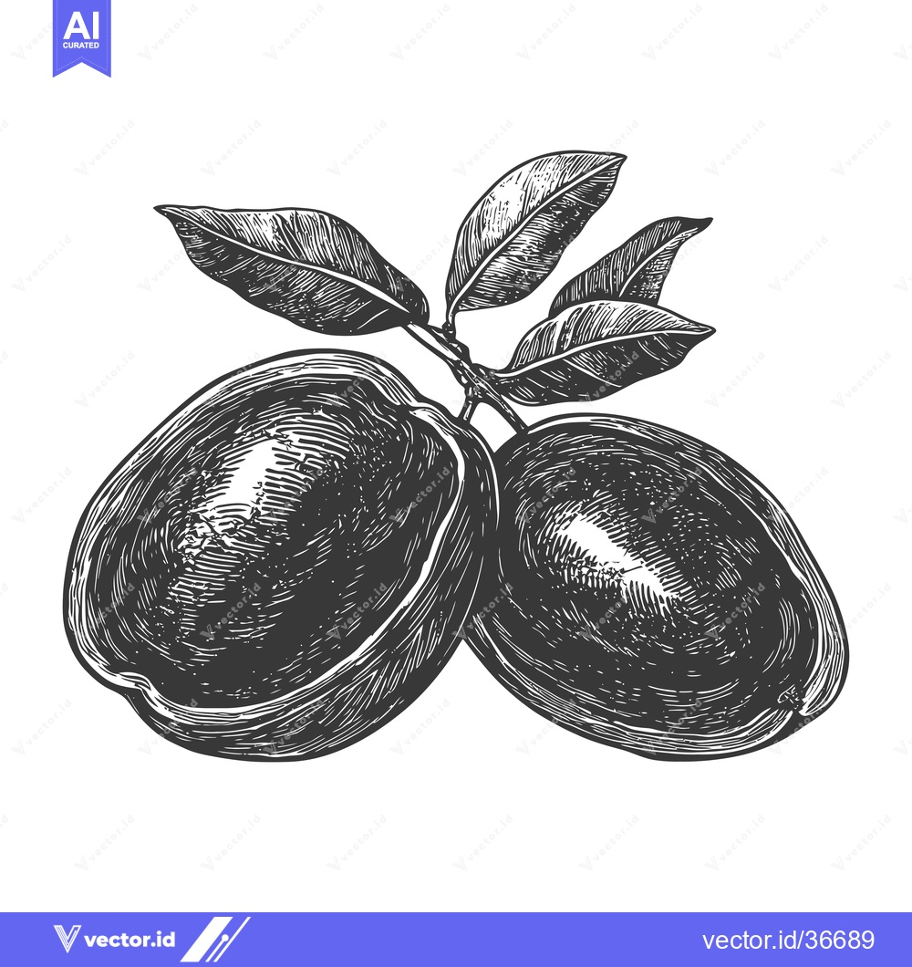 Premium Vector of Two halves of a tropical fruit with leaves