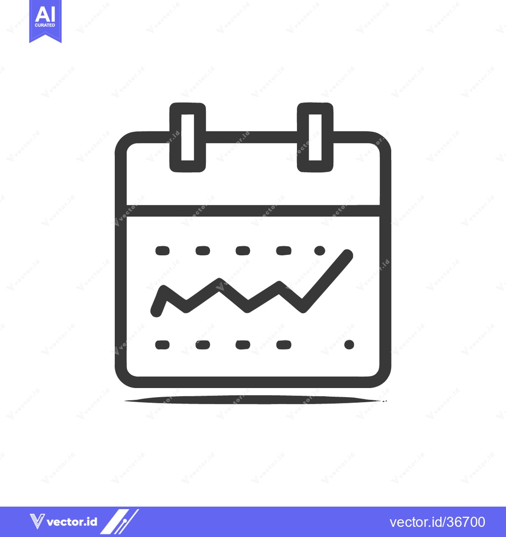 Premium Vector dari Calendar Icon with Financial Growth Chart, Minimalist Line Art Design