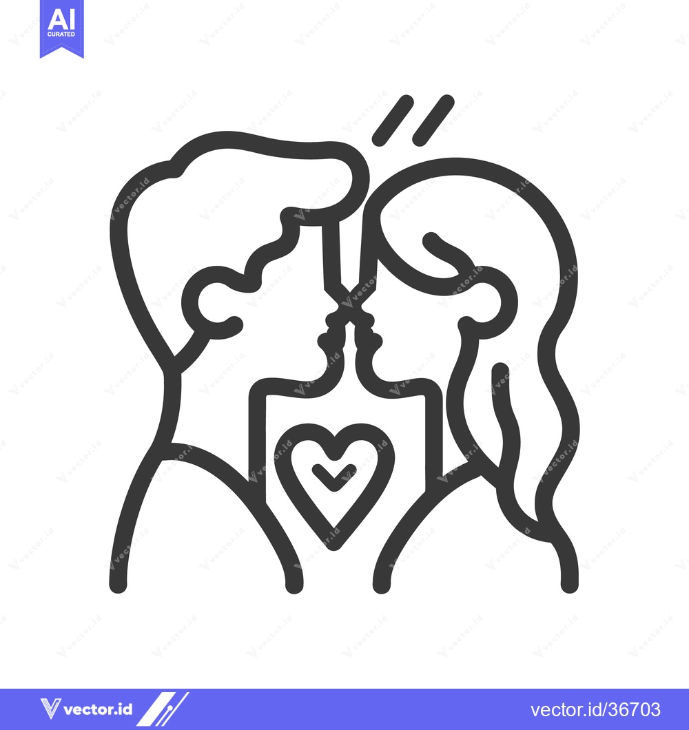 Premium Vector of A couple embracing and sharing a kiss with a heart present