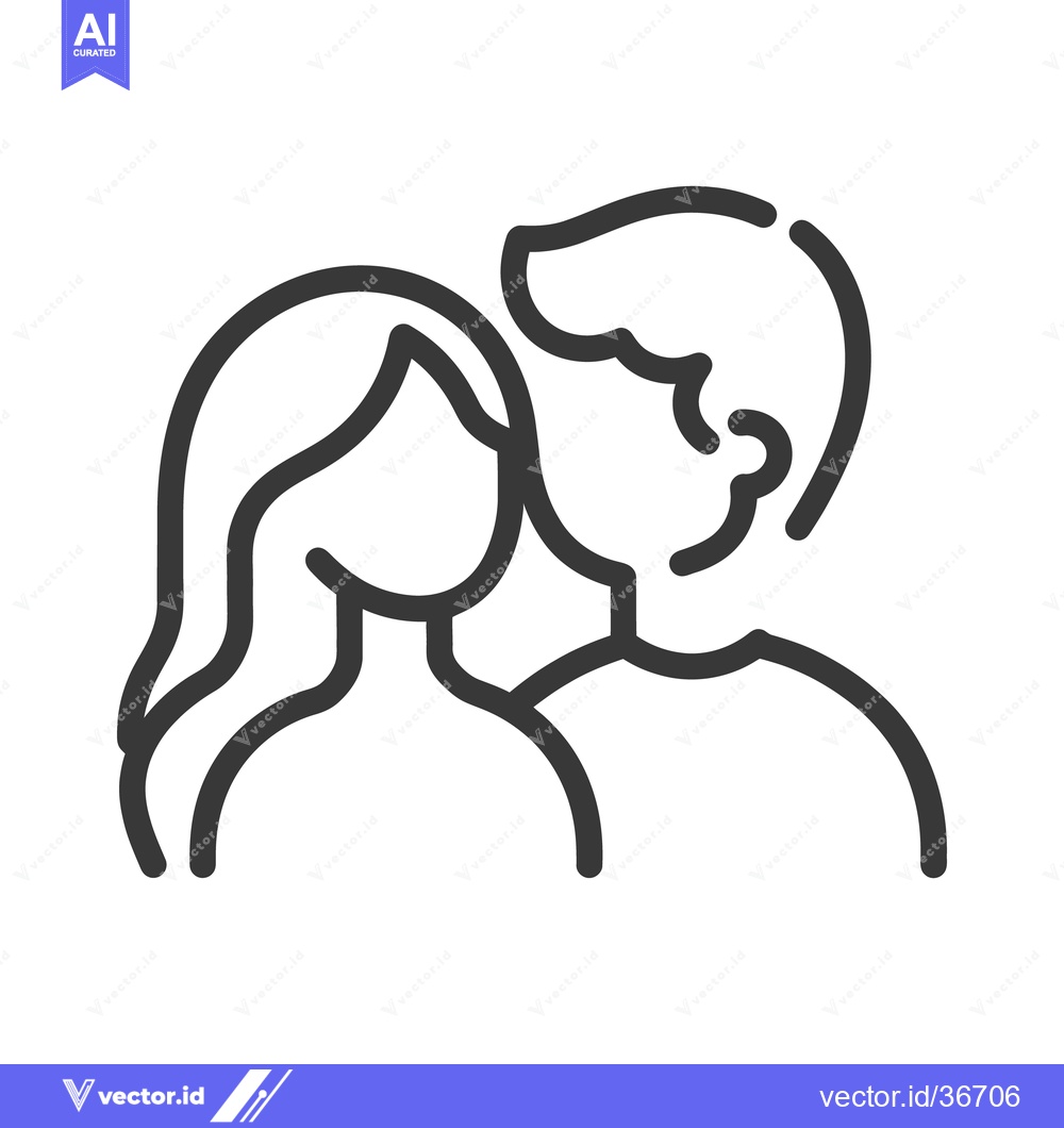 Premium Vector dari A simple outline depicting a man and a woman close together