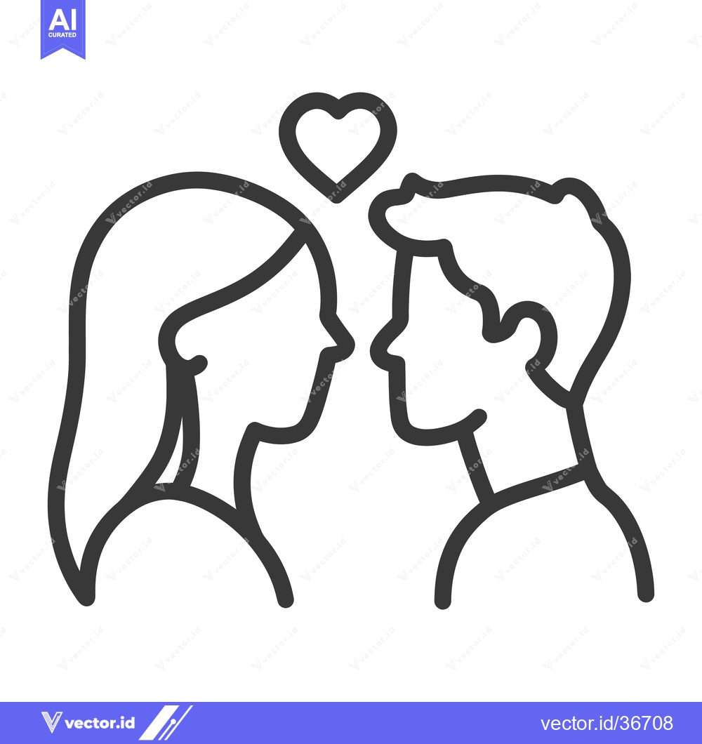 Premium Vector dari Two silhouetted people are in love sharing a heart symbol