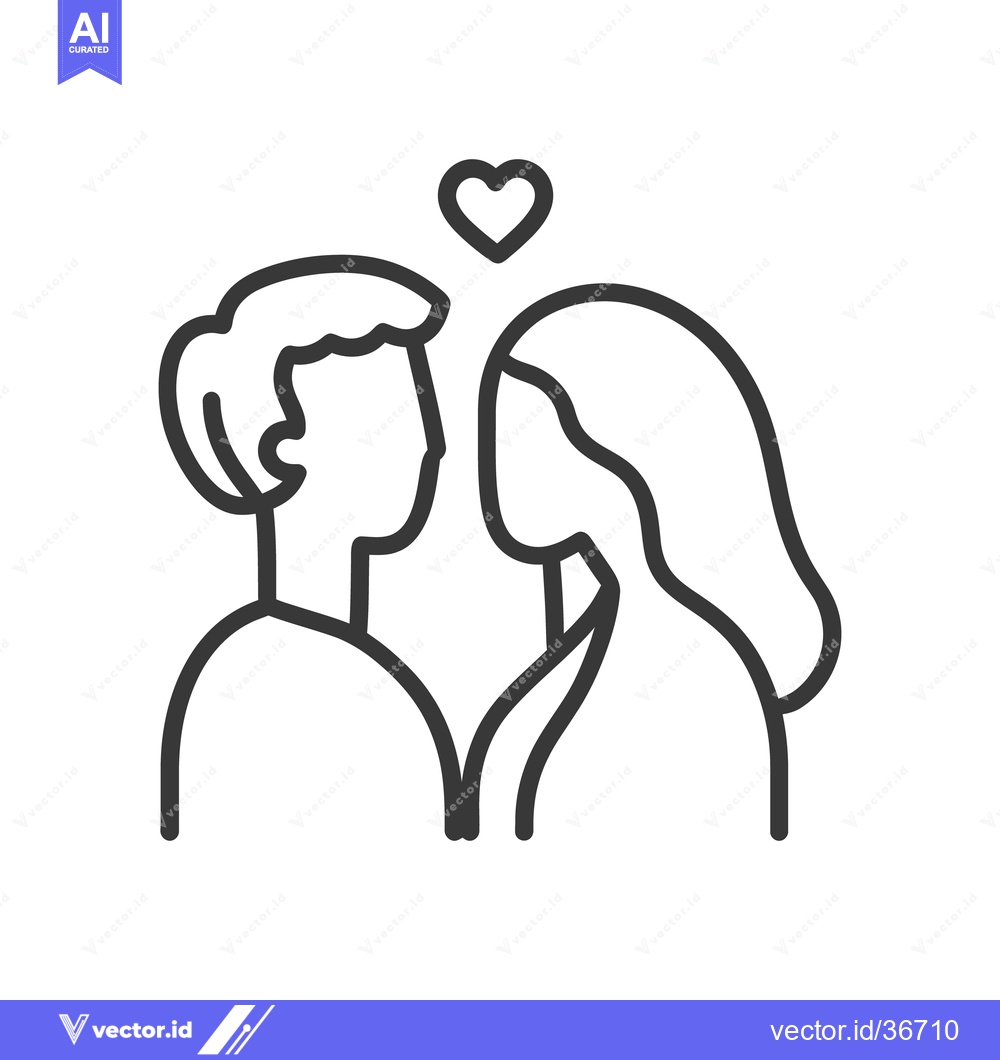 Premium Vector dari Two people in love are looking at each other with a heart