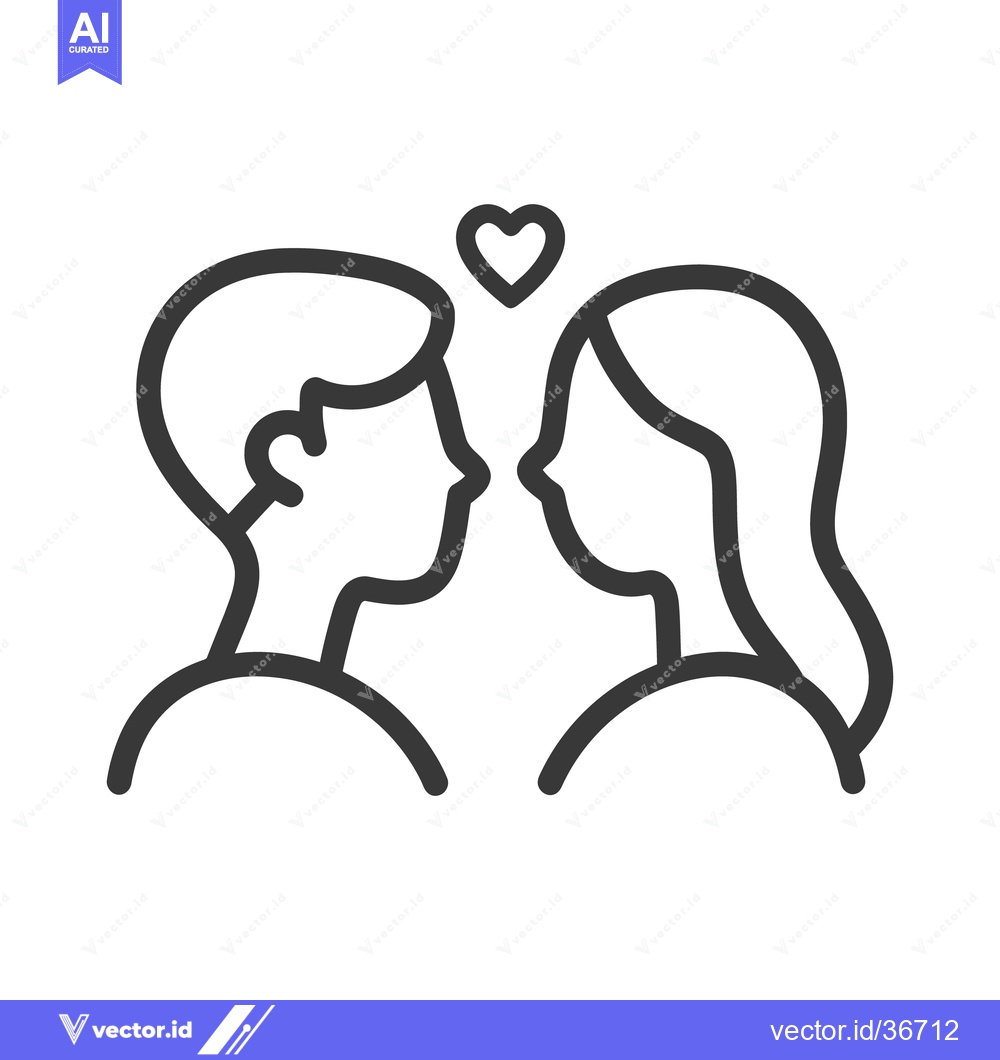 Premium Vector dari Two individuals facing each other with a heart symbol above them