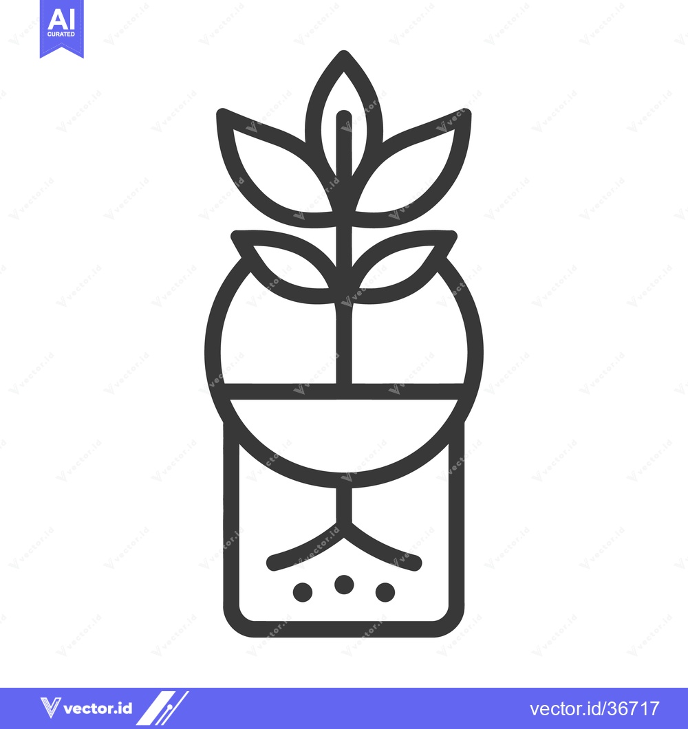 Premium Vector dari A simple black line drawing shows a plant in a container