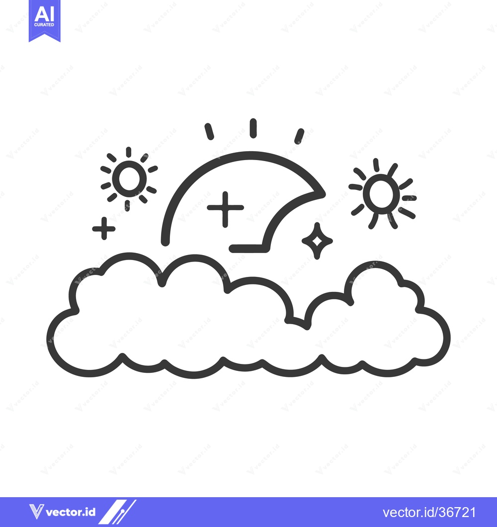 Premium Vector of A simple monochrome illustration showing weather conditions and celest