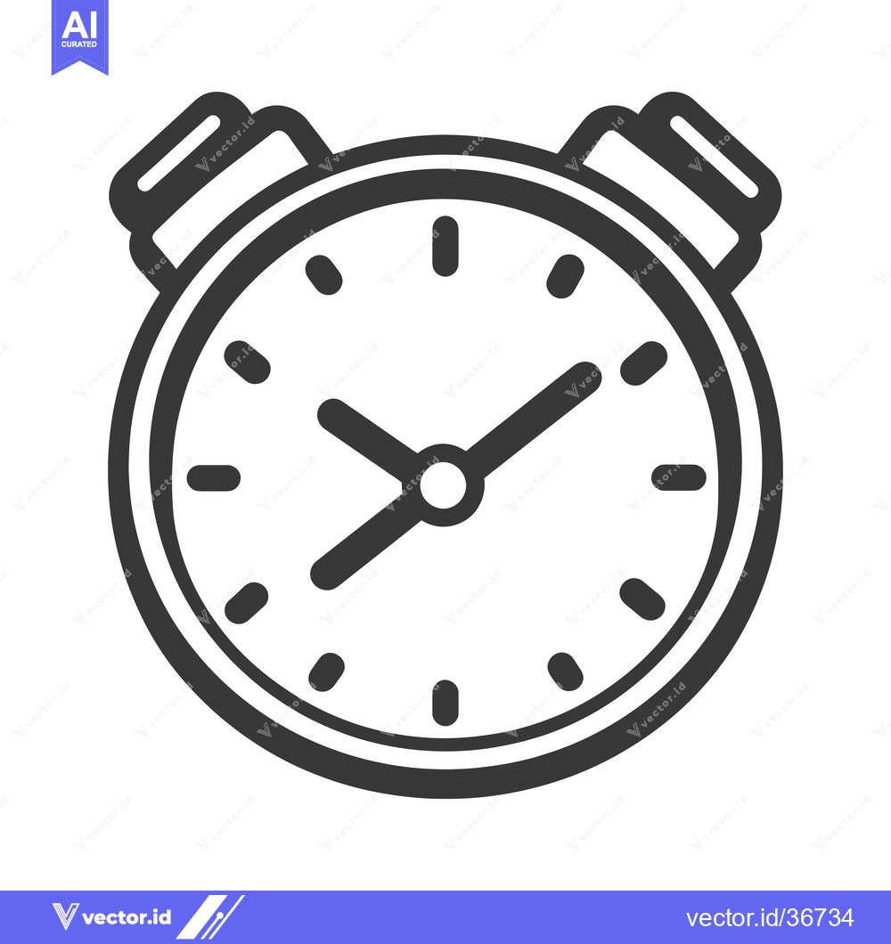 Premium Vector dari A classic alarm clock icon with hands indicating the time
