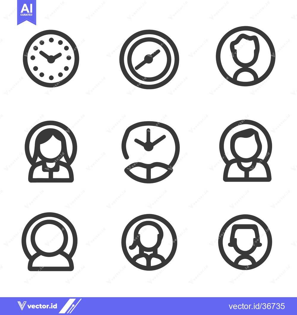 Premium Vector dari Simple digital icons representing time and people in circles